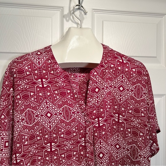 FRED DAVID Maroon & White Button Front Top Size 2X - Picture 2 of 9